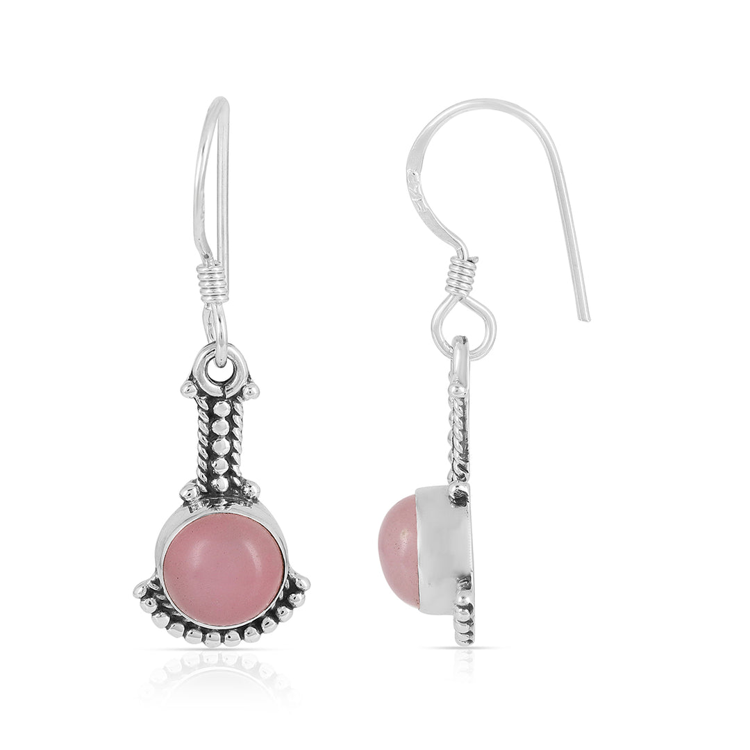 Pink Chalcedony Handmade Silver Earrings