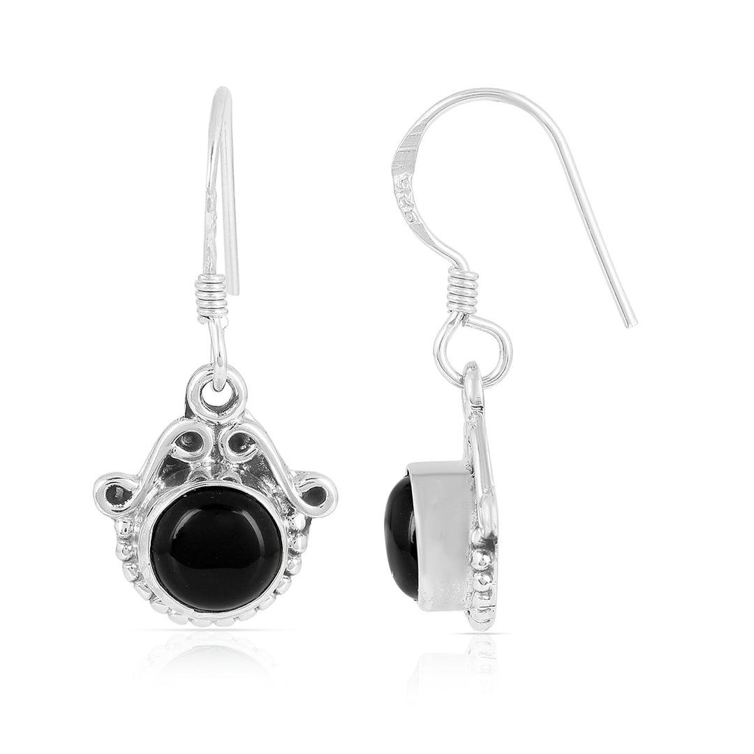 Black Onyx Oxidized Silver Earrings