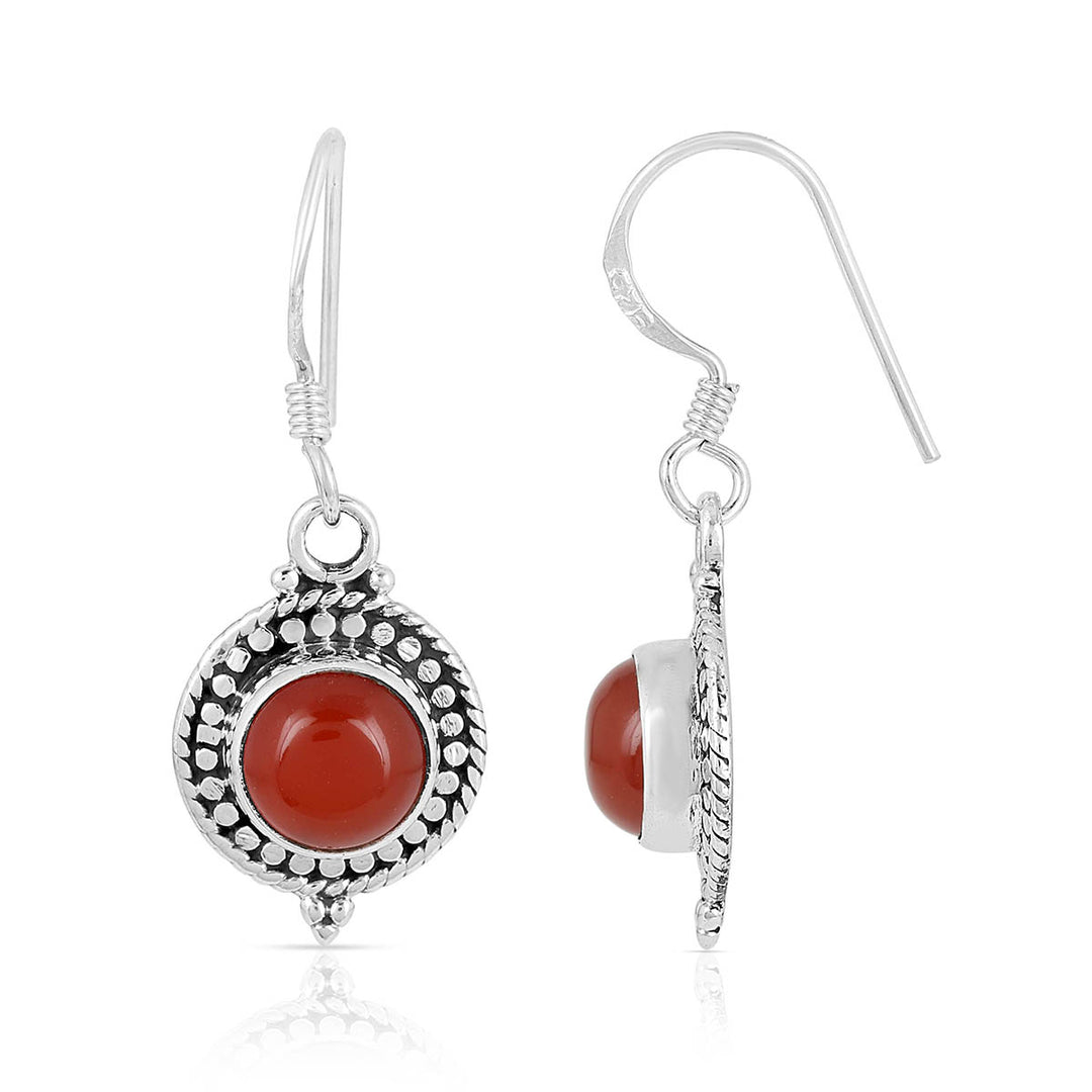 Red Onyx Silver Earrings