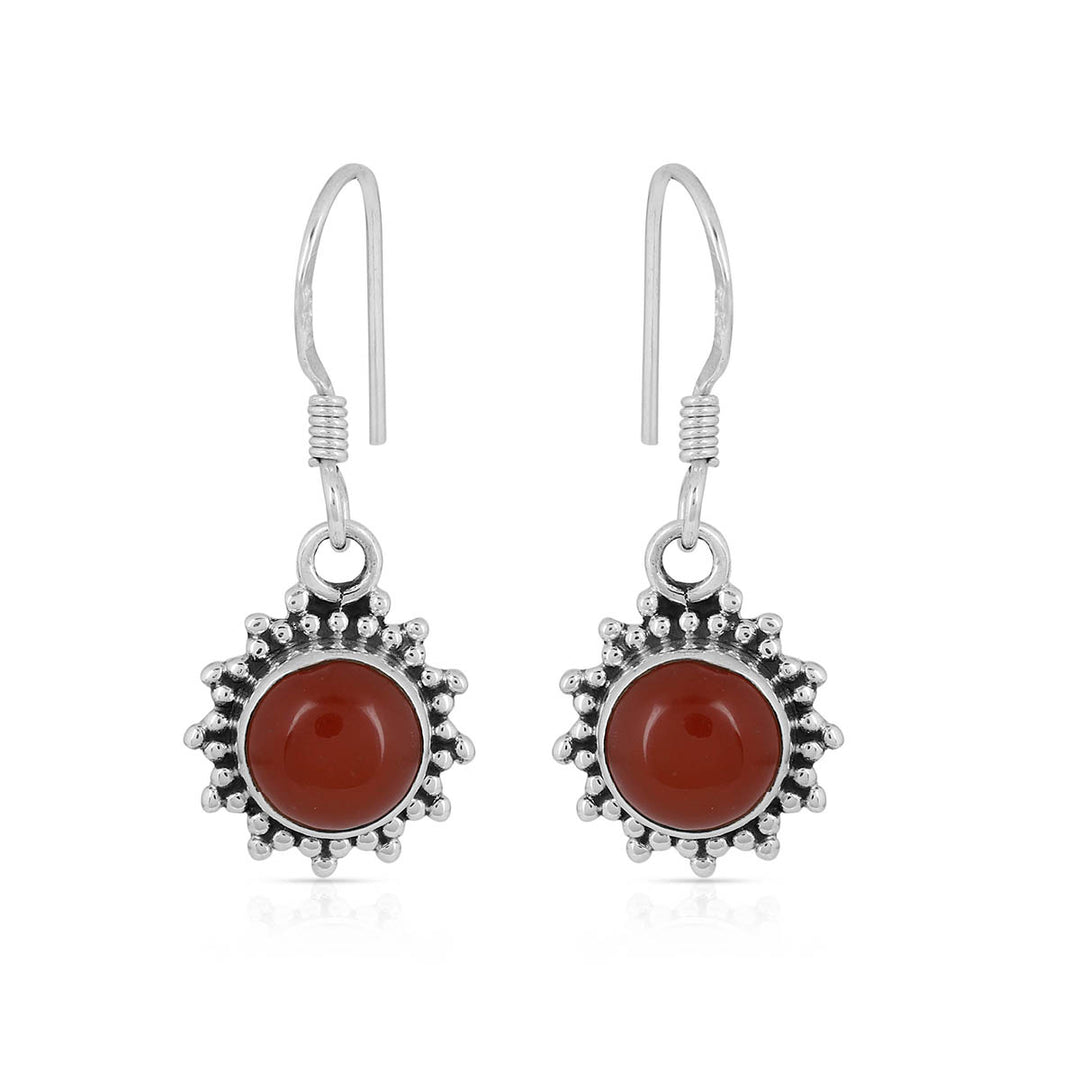 Red Onyx Vintage Silver Earrings