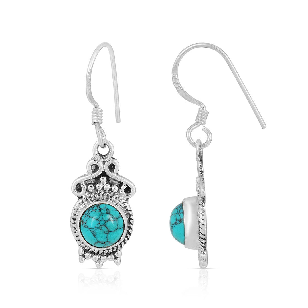 Turquoise Oxidized Silver Handmade Earrings