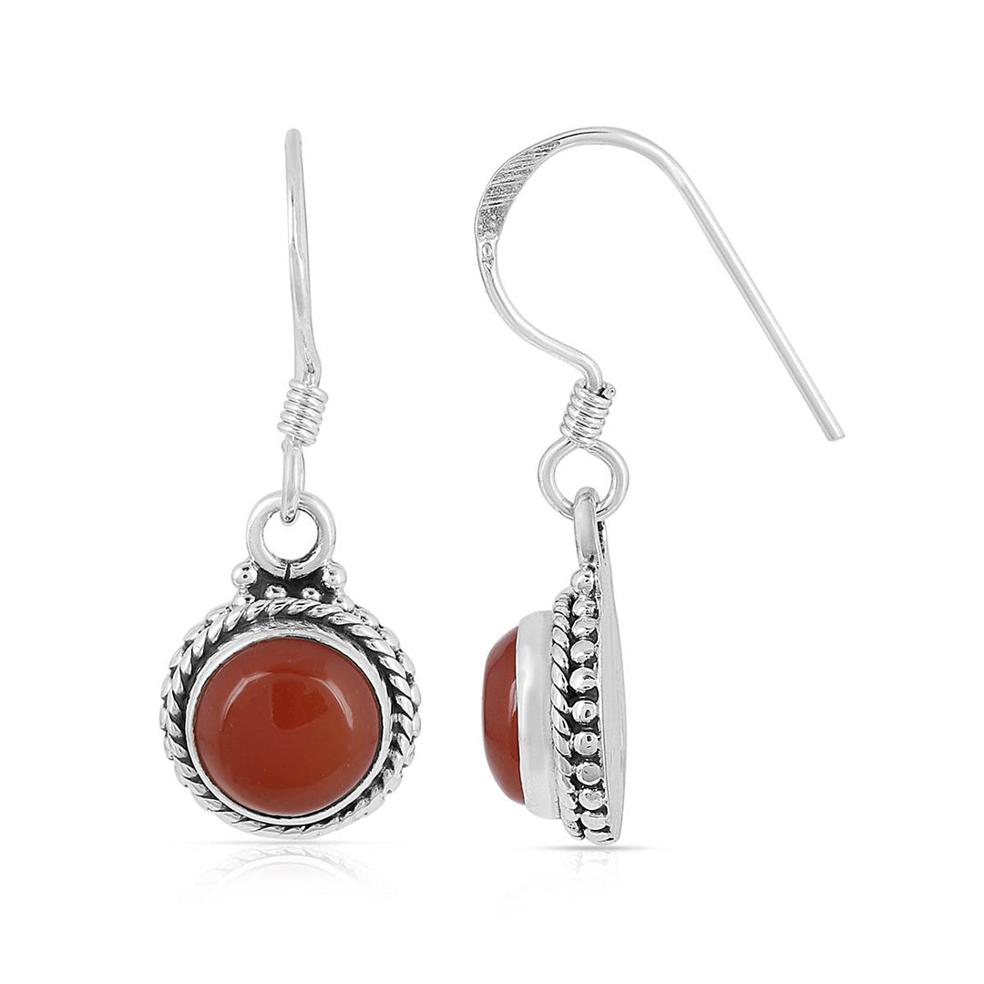 Sterling Silver Red Onyx Dangle Earrings