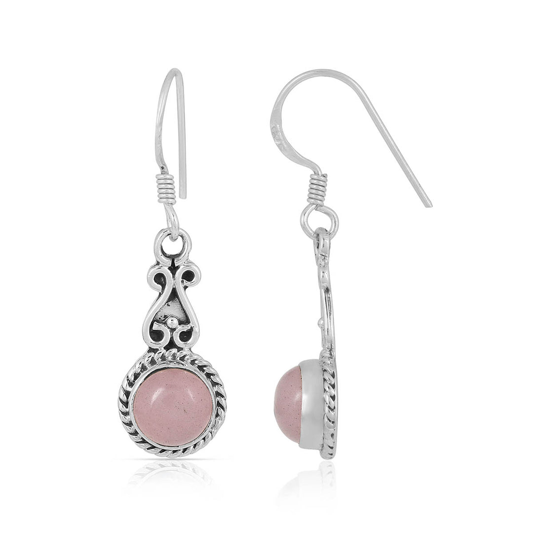 Pink Chalcedony Silver Dangle Earrings