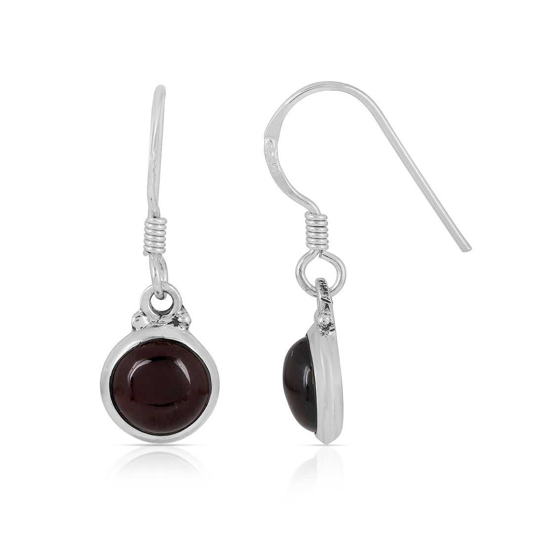 Sterling Silver Red Garnet Earrings