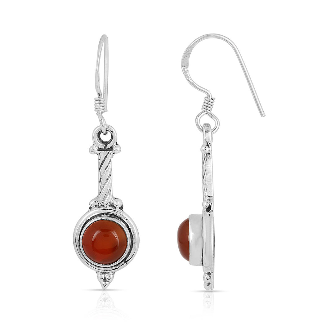 Red Onyx Oxidized Dangle Earrings