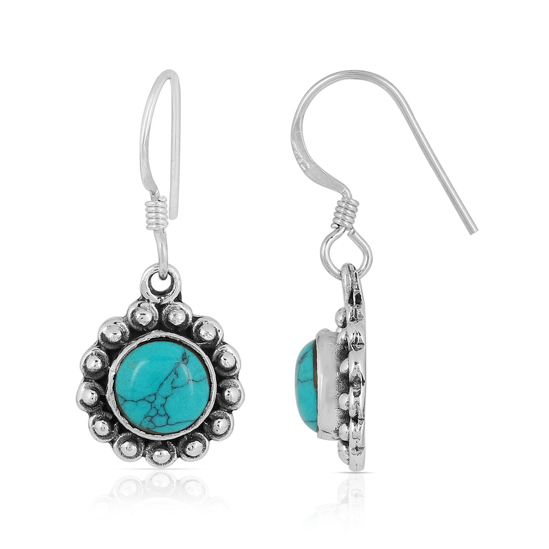 Turquoise Round Handmade Dangle Earrings