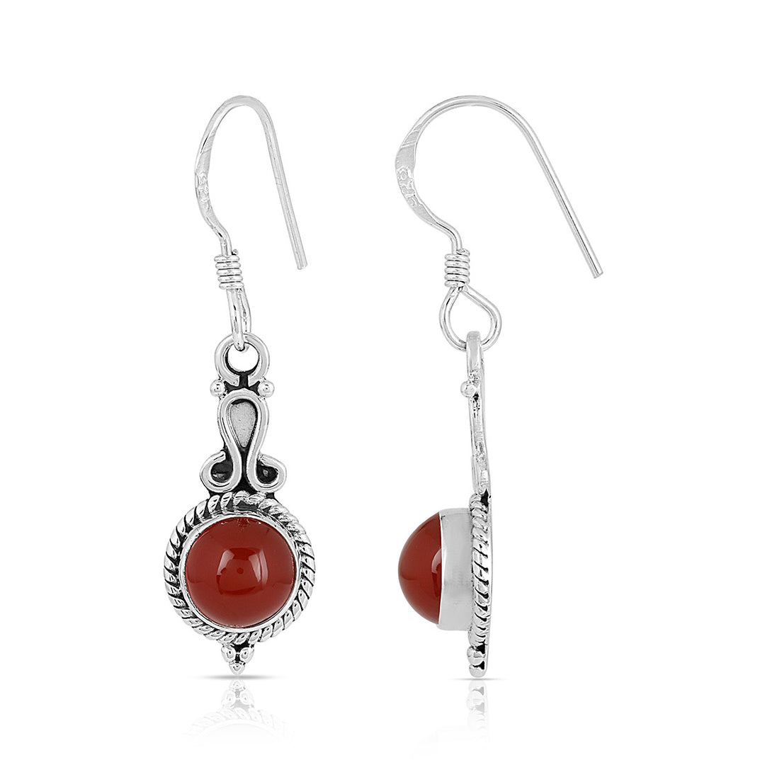 Red Onyx Oxidized Earrings