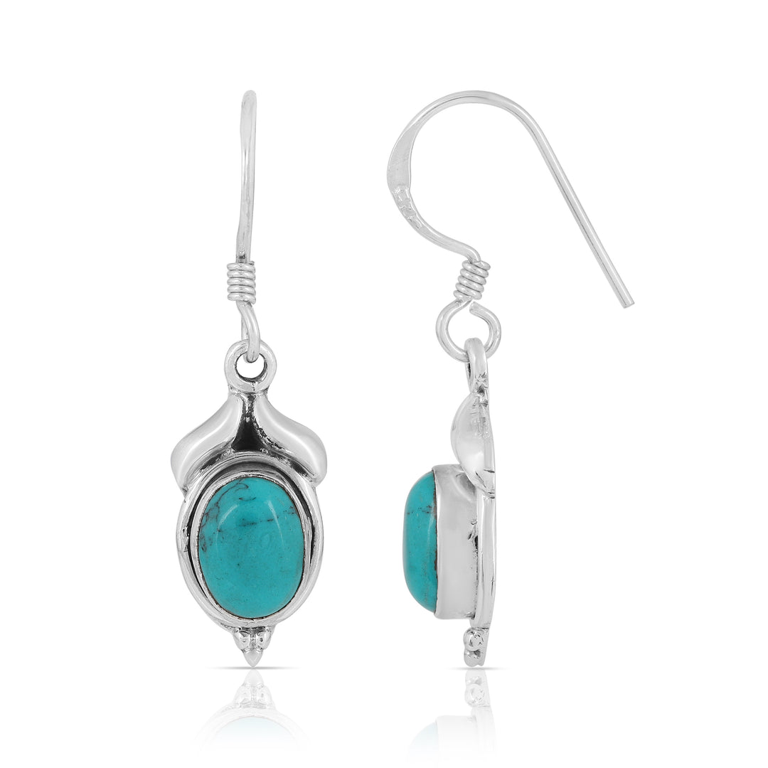 Oval Turquoise Handmade Dangle Earrings