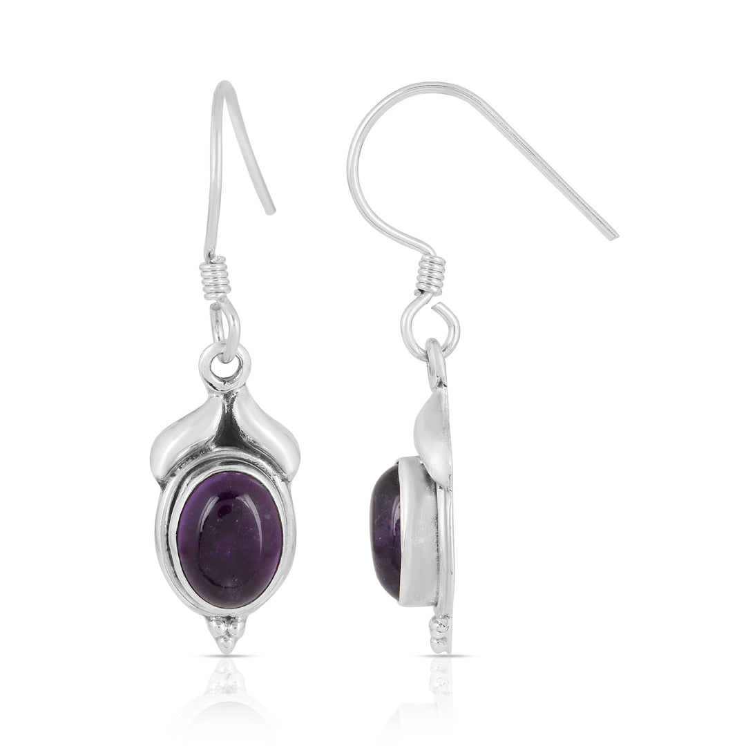 Oval Amethyst Handmade Dangle Earrings