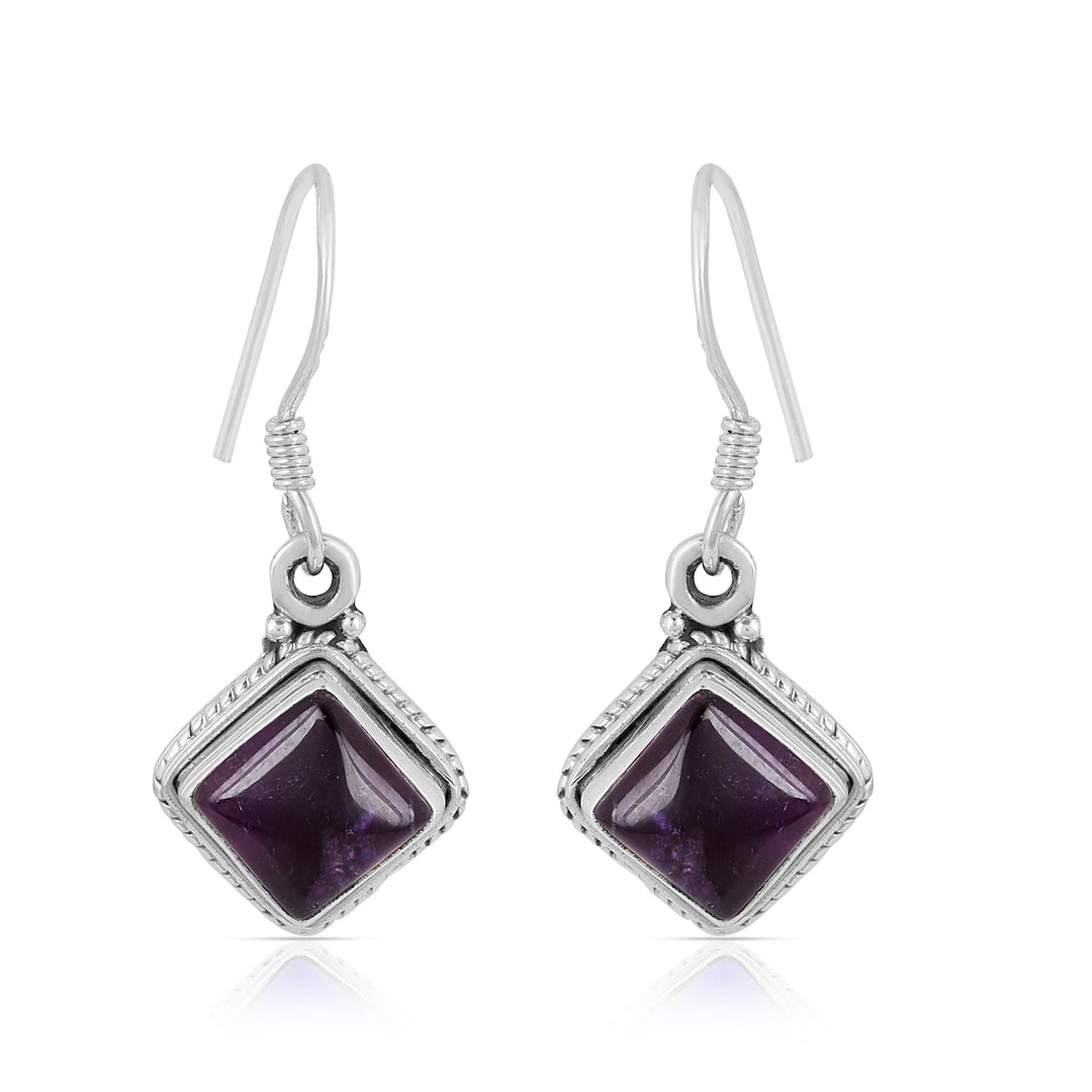 Amethyst Gemstone Handmade Dangle Earrings