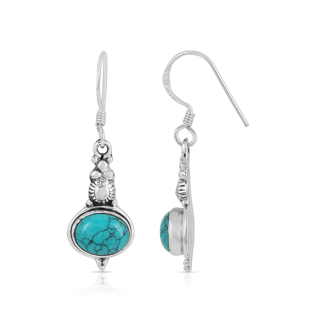 Oxidized Silver Turquoise Earrings