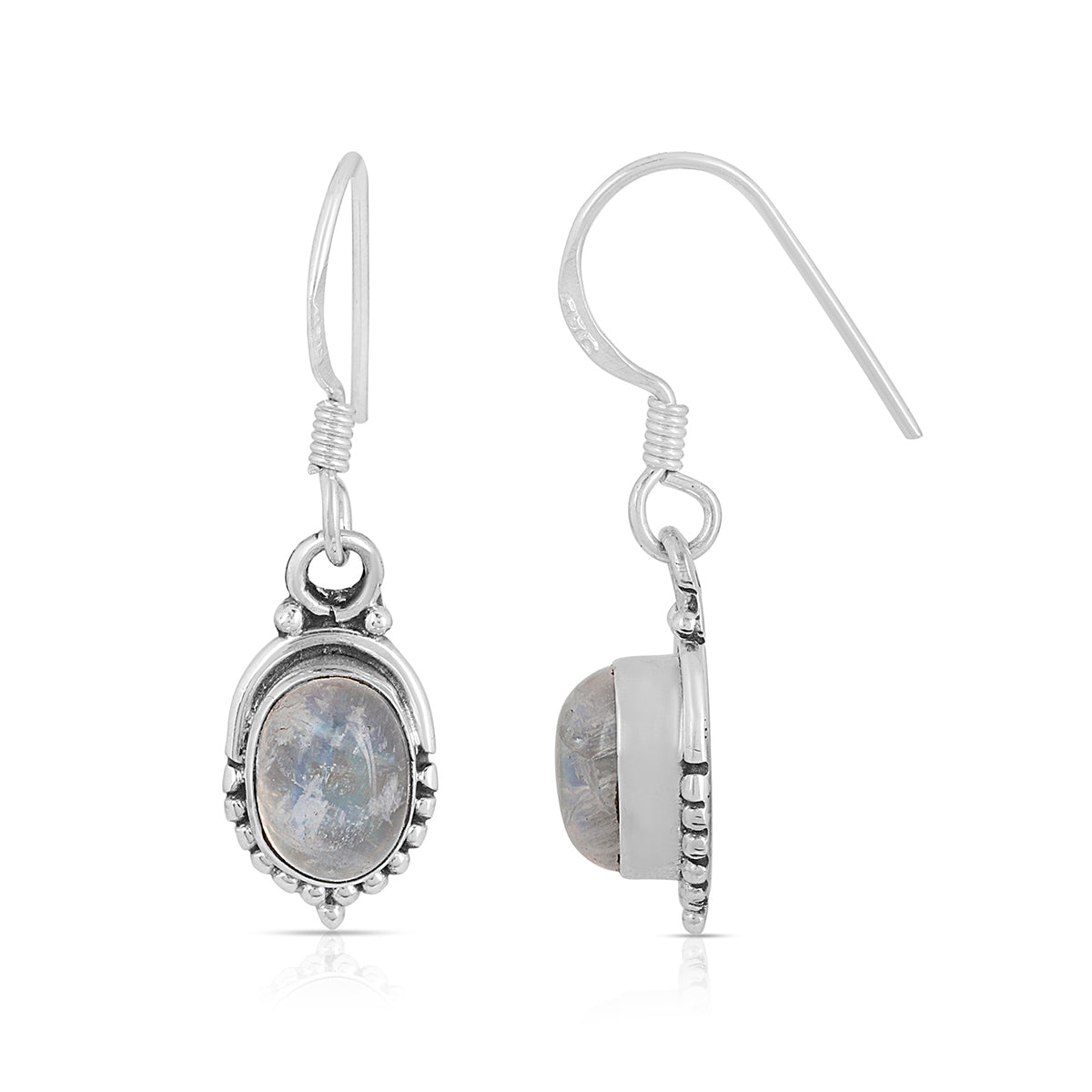 Rainbow Moonstone Silver Earrings