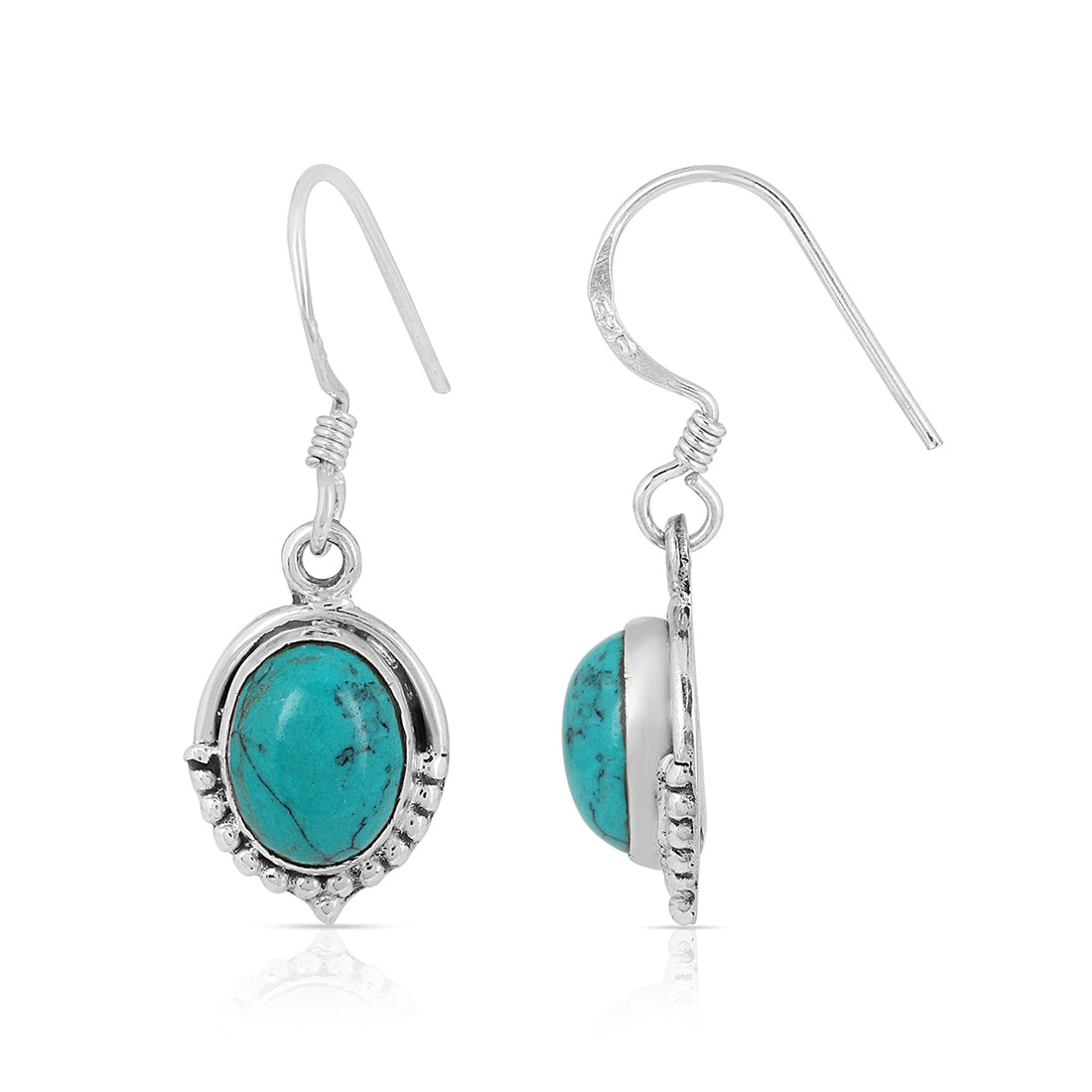 Oval Turquoise Dangle Earrings