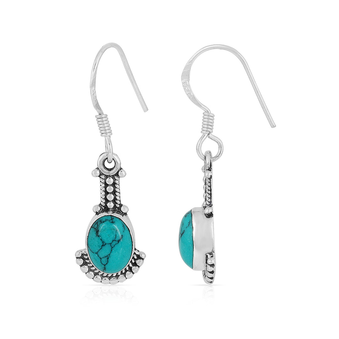 Oxidized Silver Turquoise Dangle Earrings