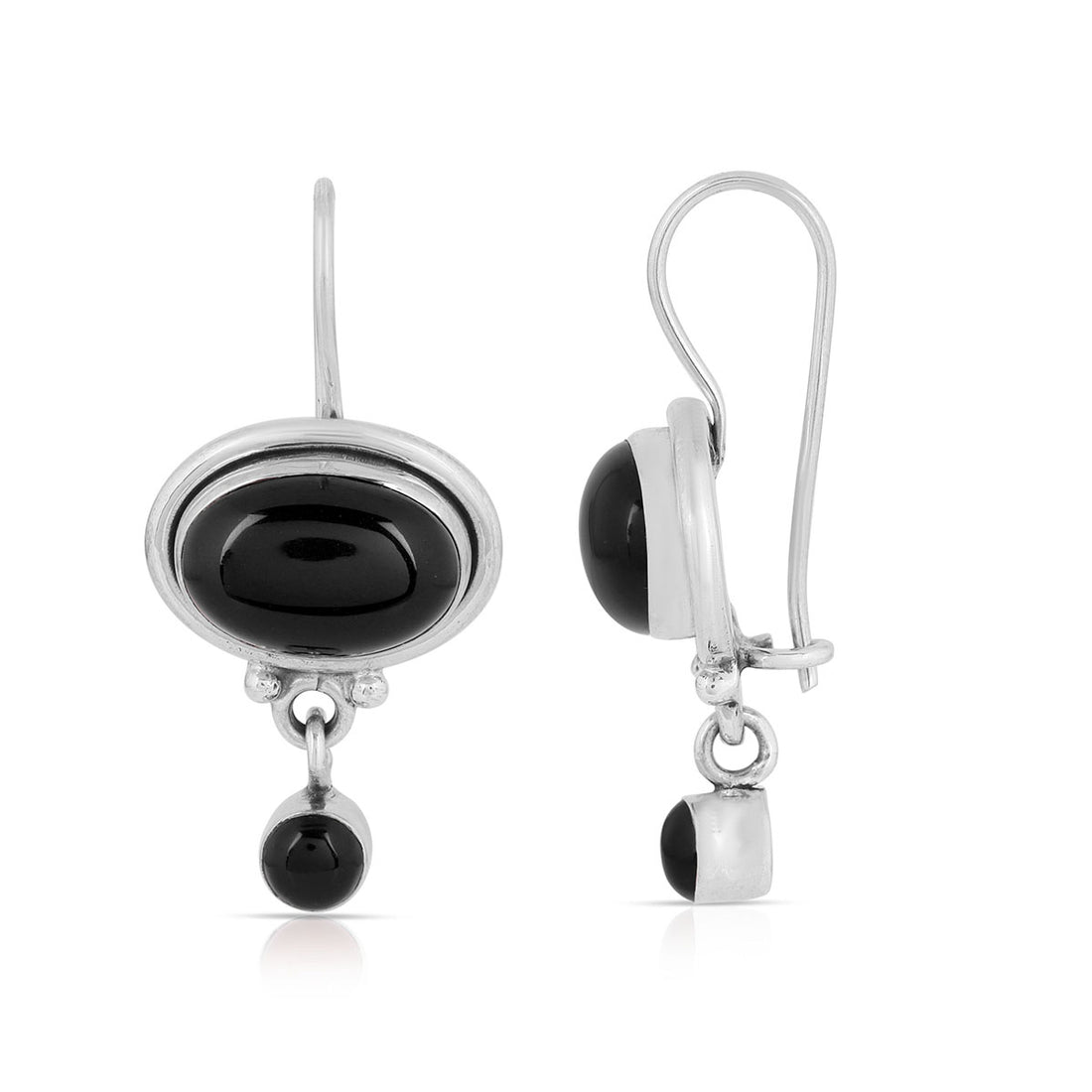 Black Onyx Oxidized Silver Dangle Earrings