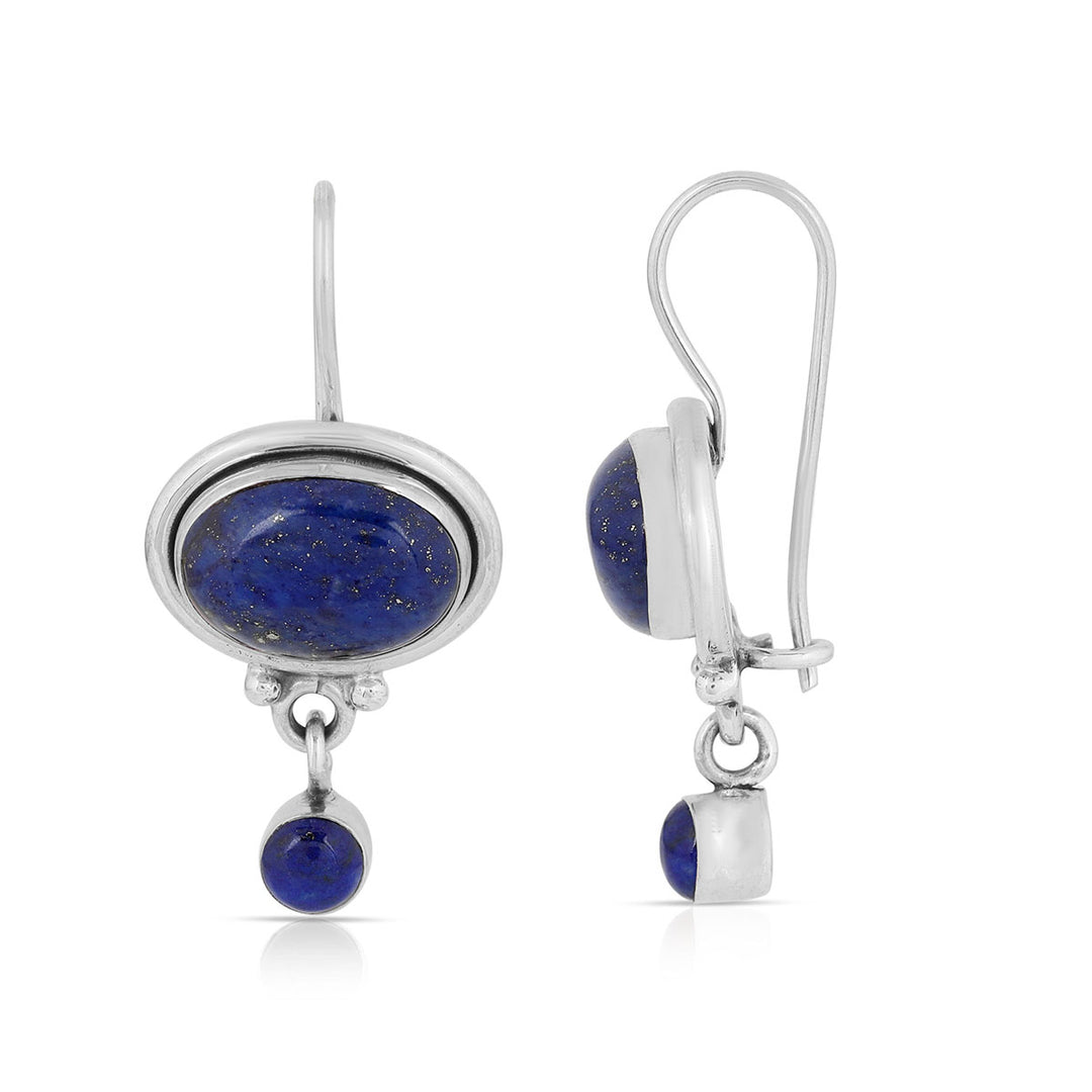 Lapis Lazuli Oxidized Silver Dangle Earrings