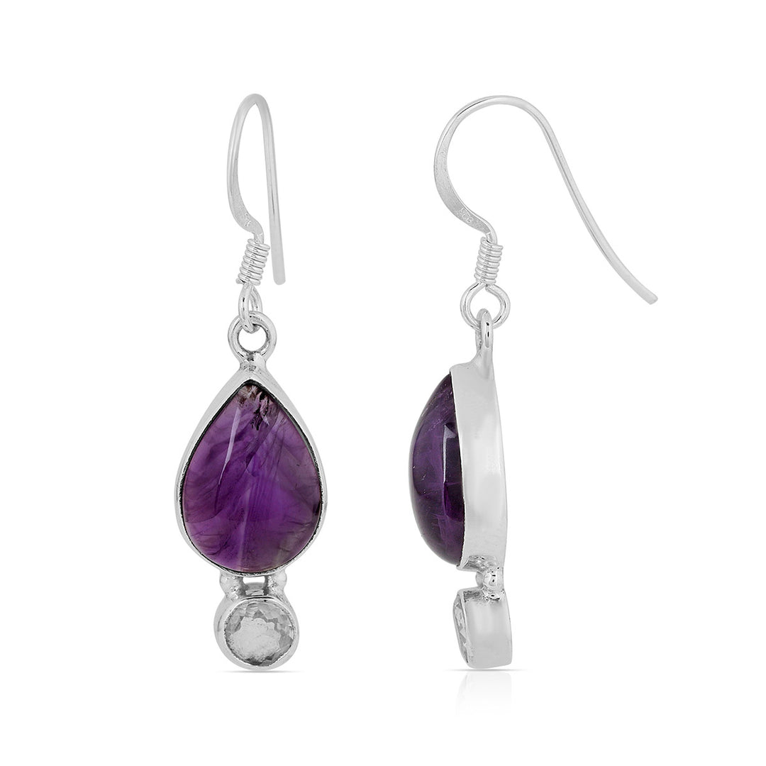 Amethyst and White Topaz Dangle Earrings