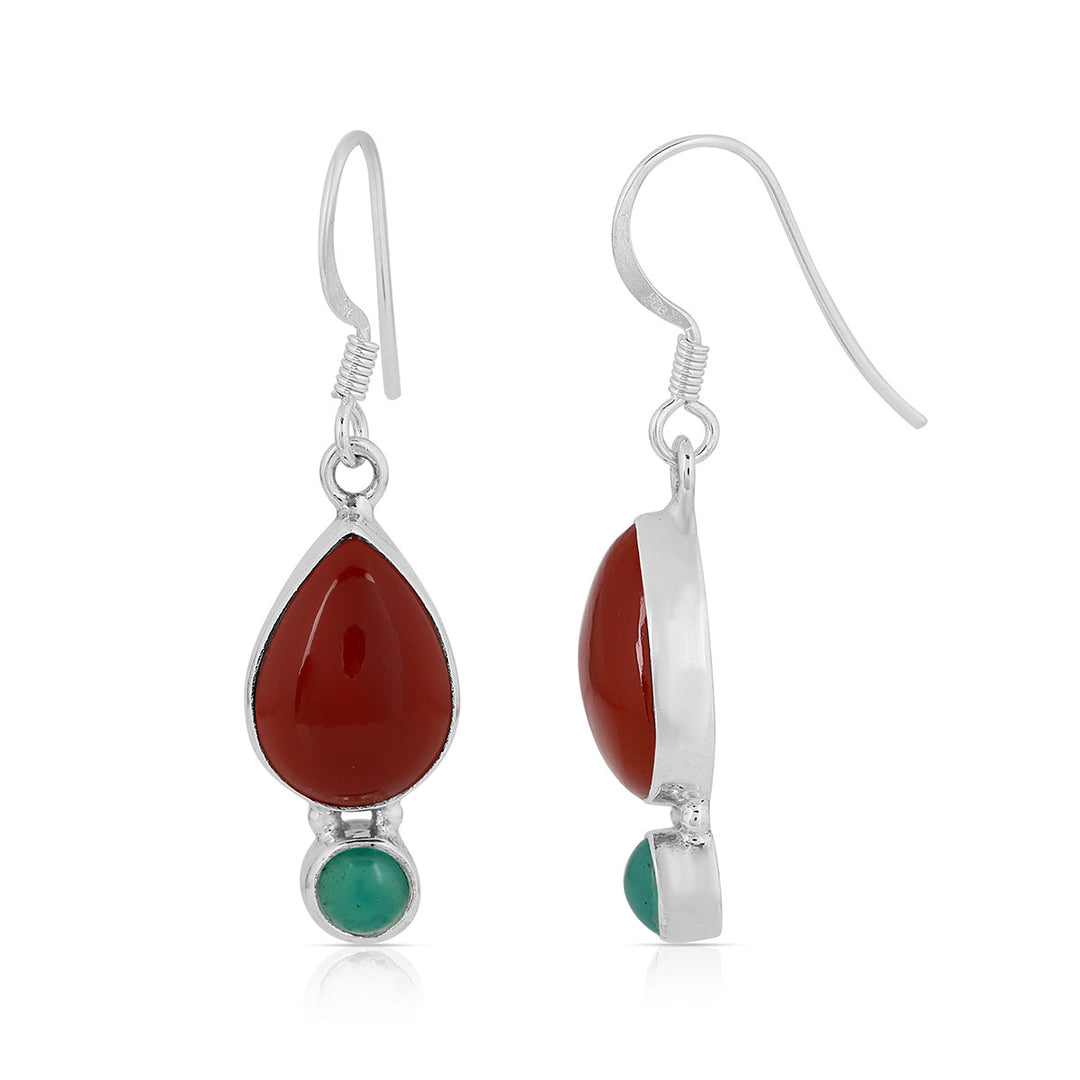 Red and Green Onyx Dangle Earrings