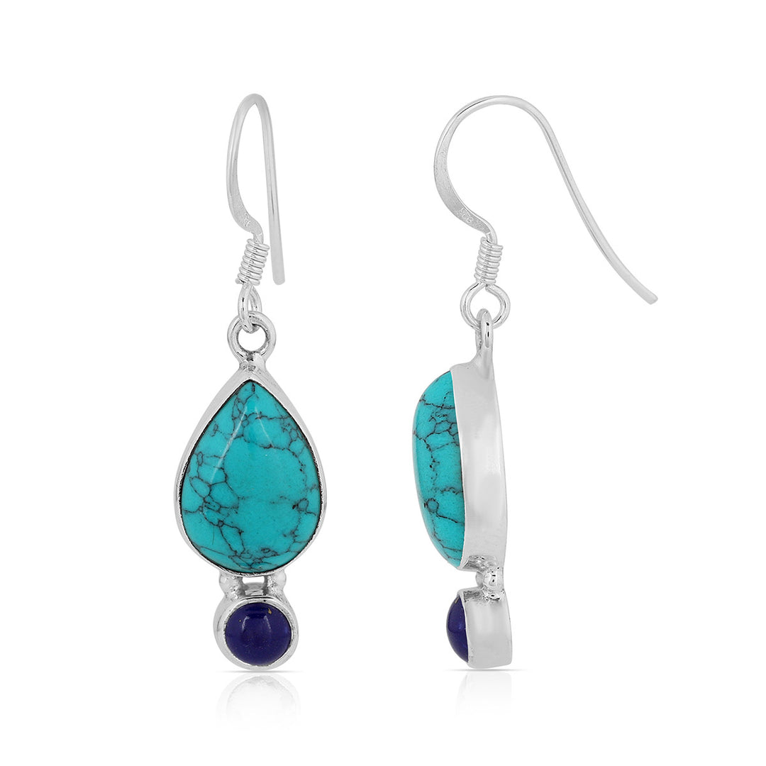 Turquoise and Lapis Dangle Earrings