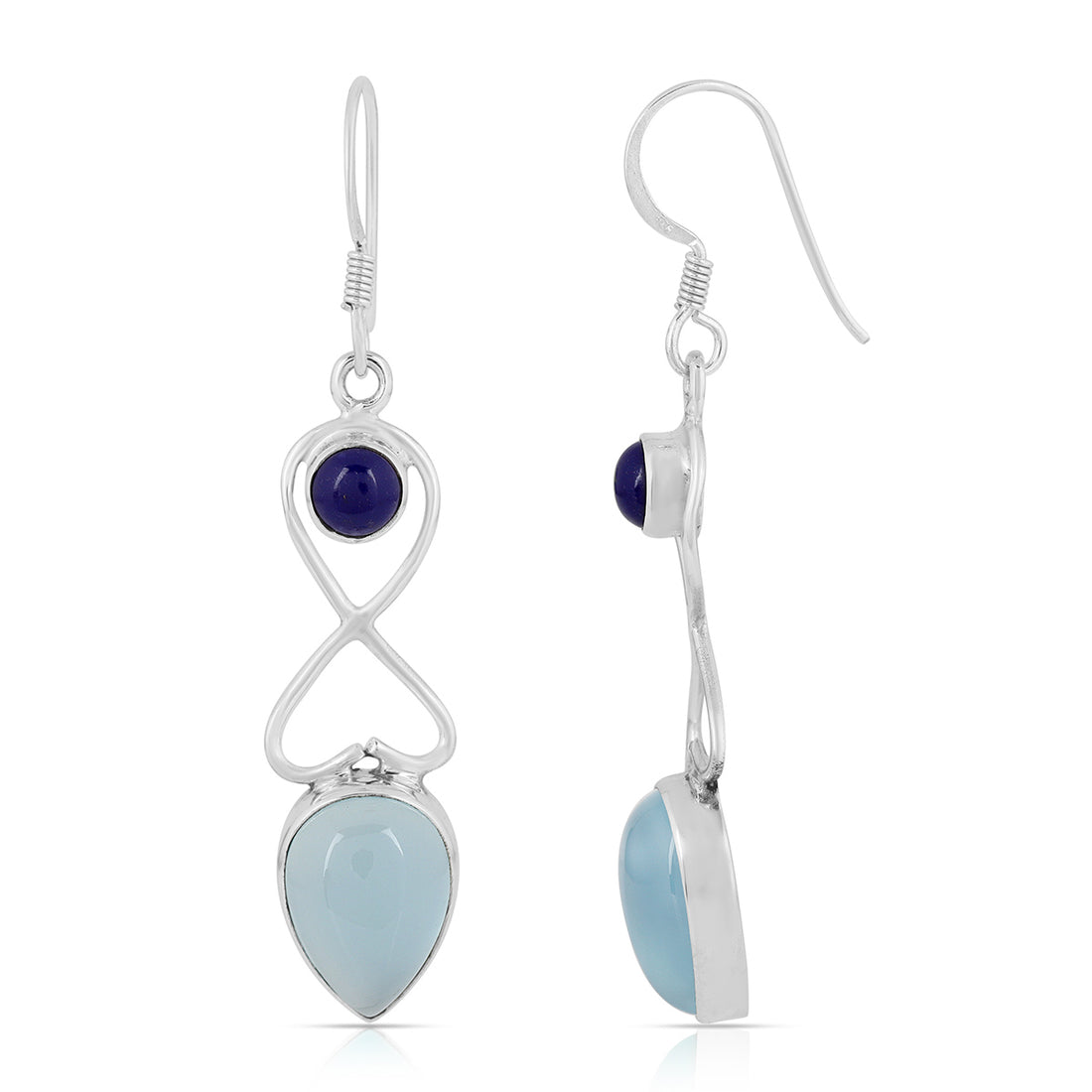 Chalcedony Infinity Love Silver Earrings