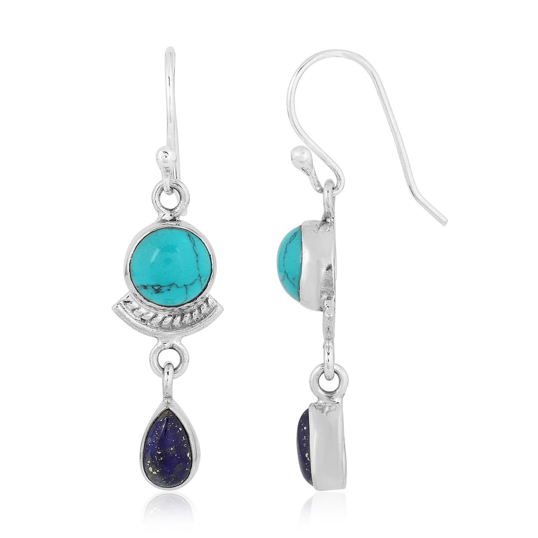 Turquoise and Lapis Silver Earrings