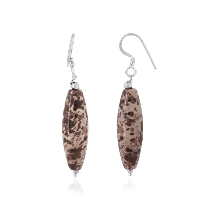 Leopard Jasper Dangle Silver Earrings