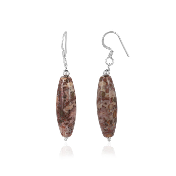 Leopard Jasper Dangle Silver Earrings