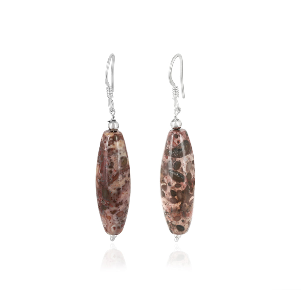 Leopard Jasper Dangle Silver Earrings