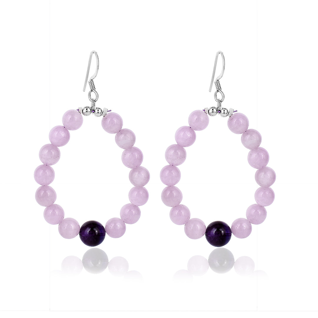 Kunzite and Amethyst Beads Dangle Earrings