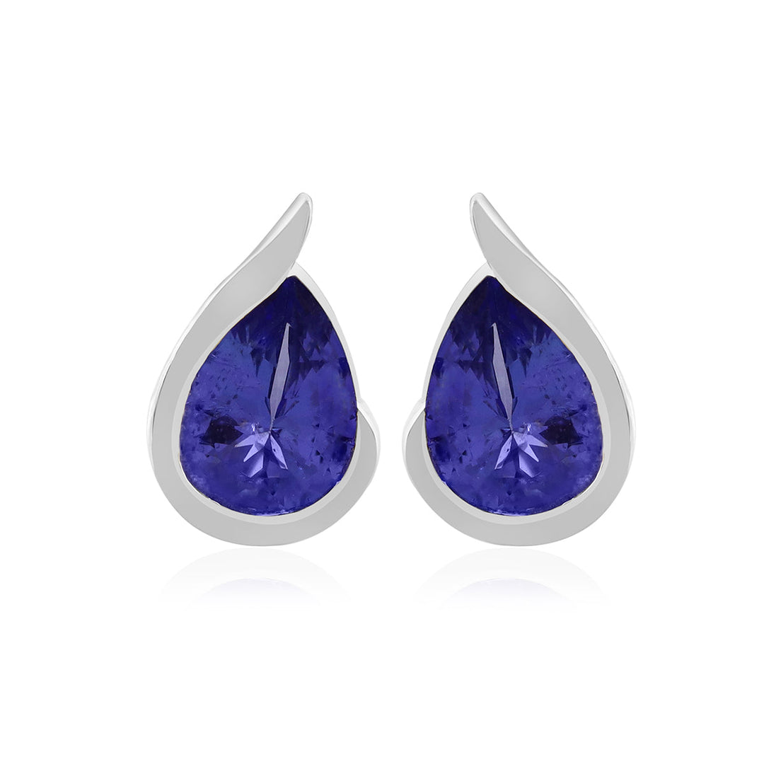 Tanzanite Silver Stud Earrings