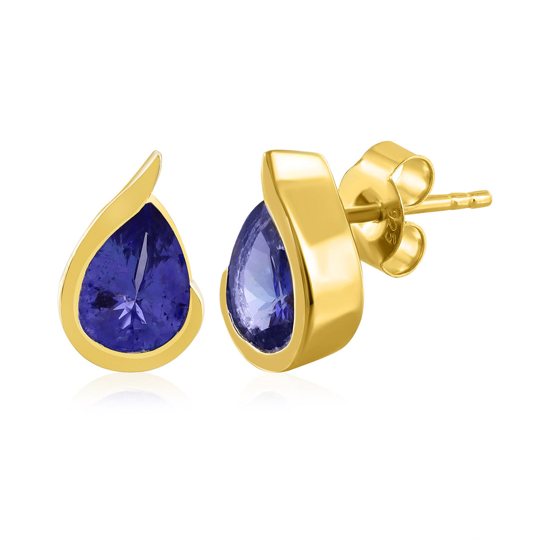 Tanzanite Silver Stud Earrings