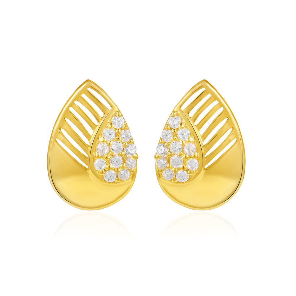 Cubic Zirconia Pear Stud Earrings 925 Silver