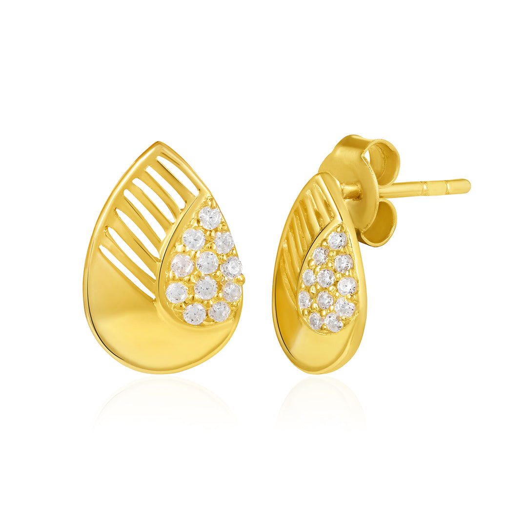 Cubic Zirconia Pear Stud Earrings 925 Silver