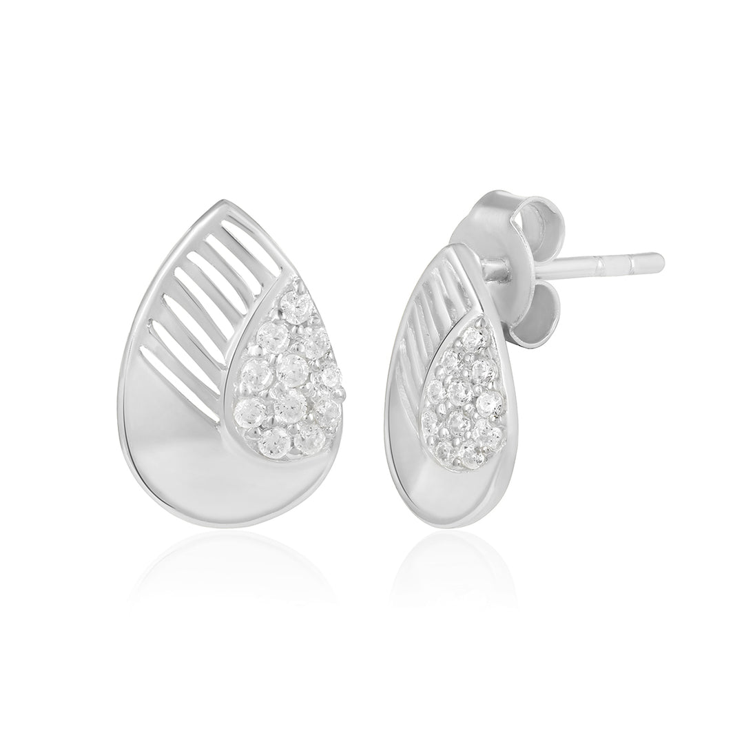 Cubic Zirconia Pear Stud Earrings 925 Silver