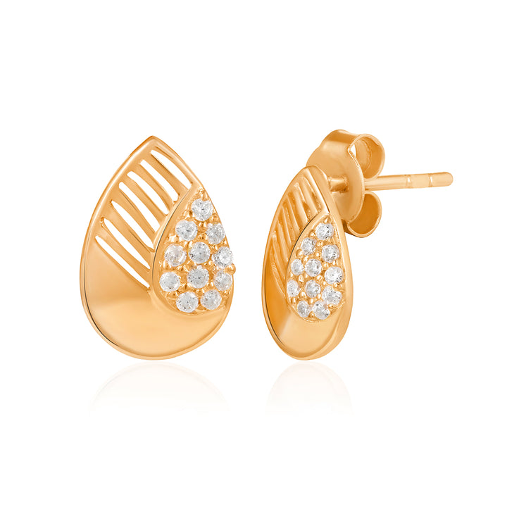 Cubic Zirconia Pear Stud Earrings 925 Silver