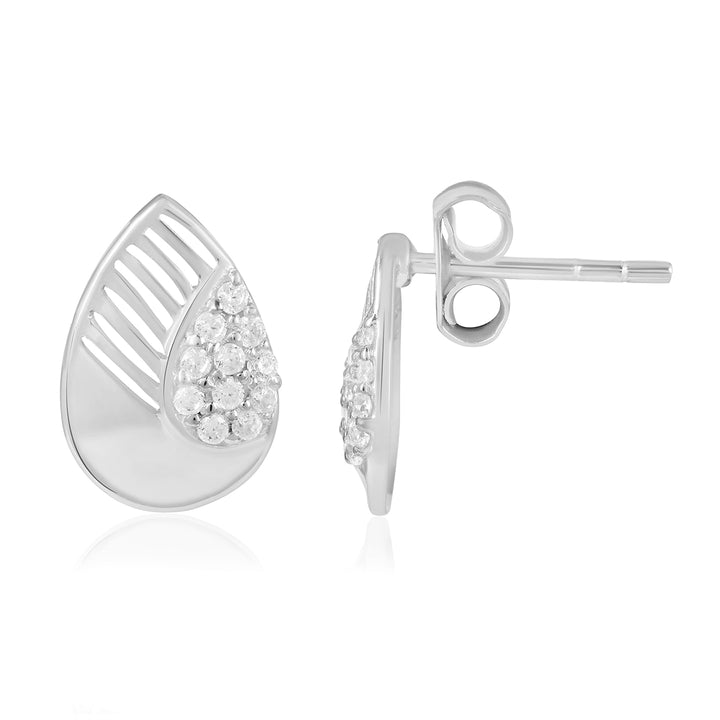 Cubic Zirconia Pear Stud Earrings 925 Silver