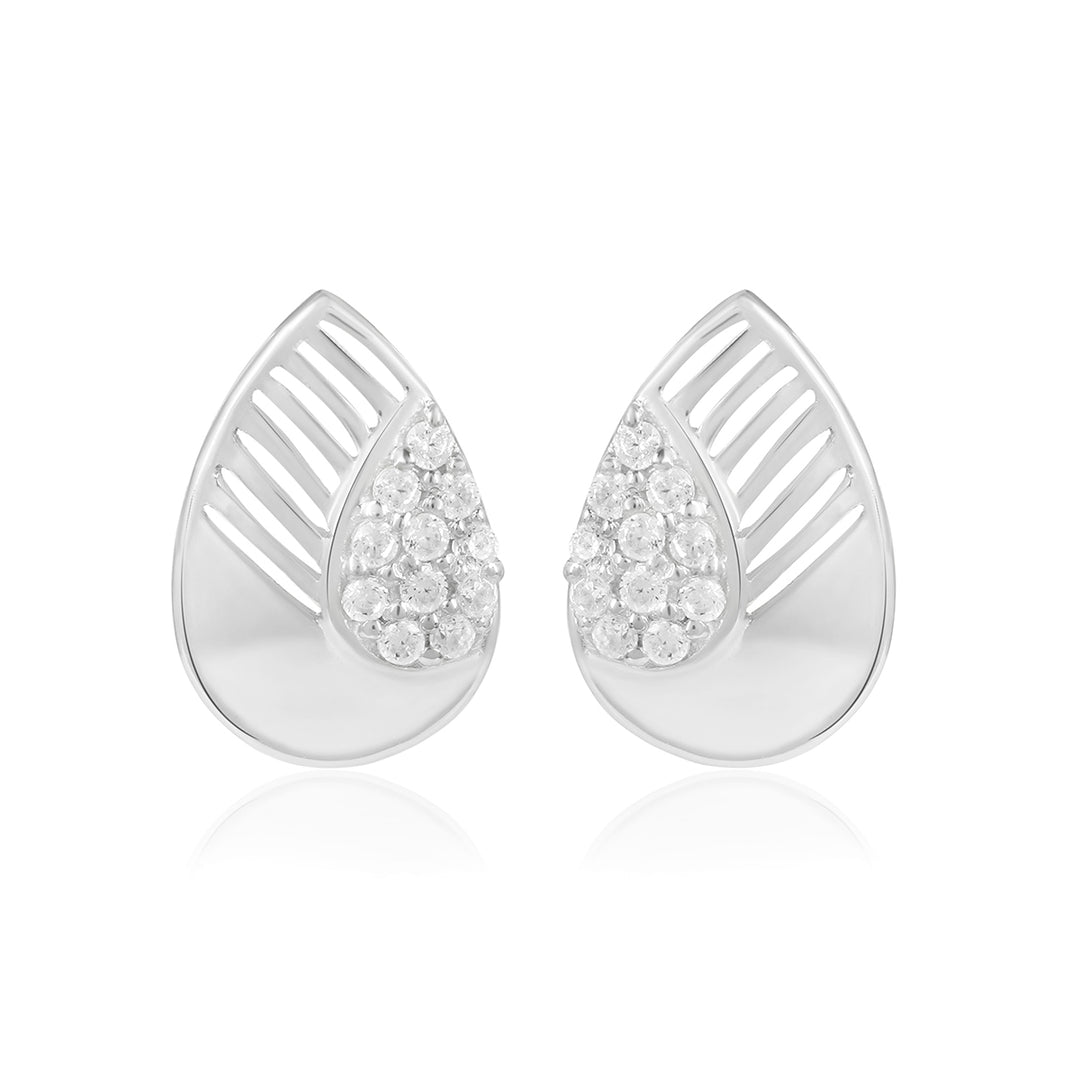 Cubic Zirconia Pear Stud Earrings 925 Silver