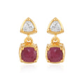 Ruby and White Topaz Silver Drop Earrings