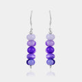 Purple Opal Beads Silver Dangle Earrings