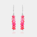 Pink Opal Beads Silver Dangle Earrings