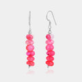 Pink Opal Beads Silver Dangle Earrings