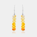 Orange Opal Beads Silver Dangle Earrings