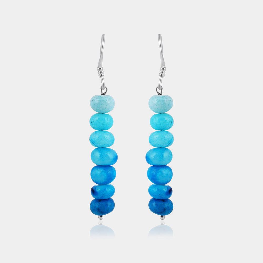 Sky Blue Opal Beads Silver Dangle Earrings