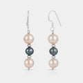 Pink and Black Pearl Beads Dangle Earrings