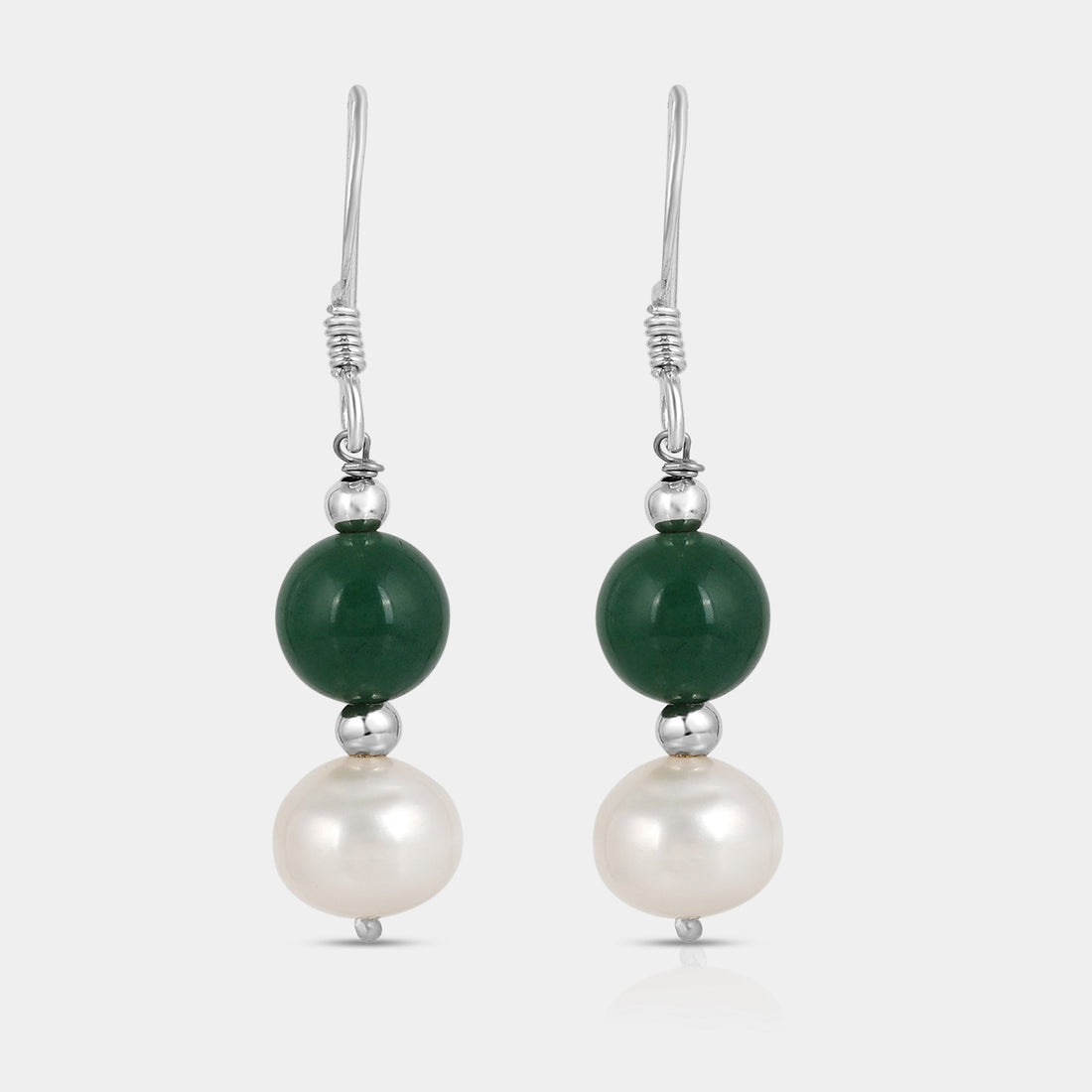 Aventurine and Pearl Beads Dangle Earrings