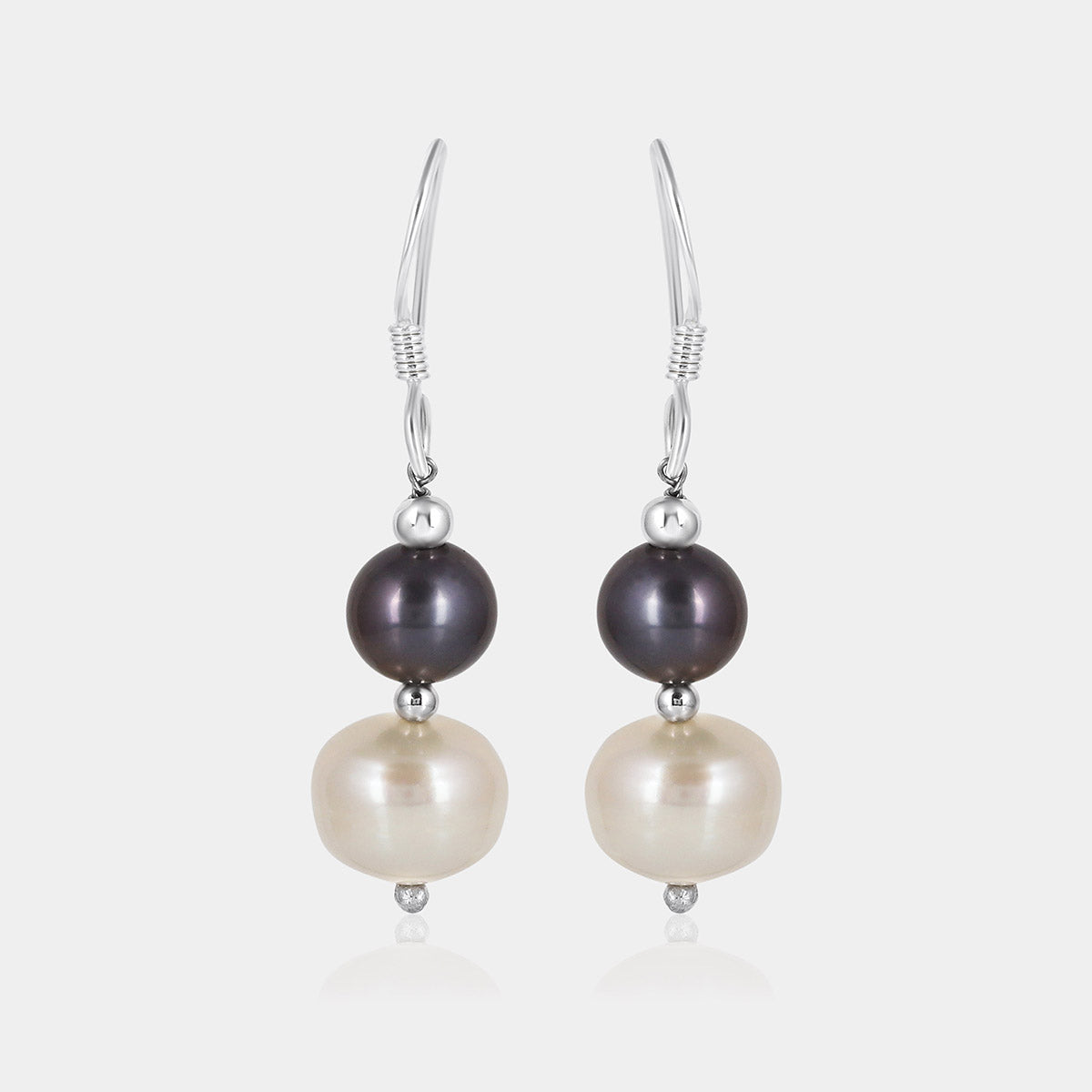 Black and White Pearl Beads Dangle Earrings
