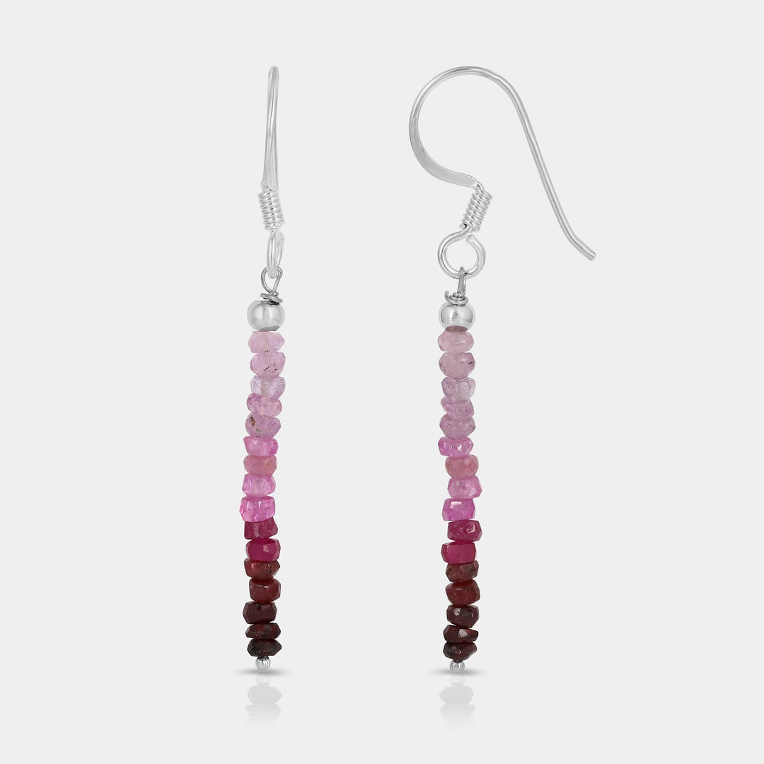 Ruby Beads Silver Dangle Earrings