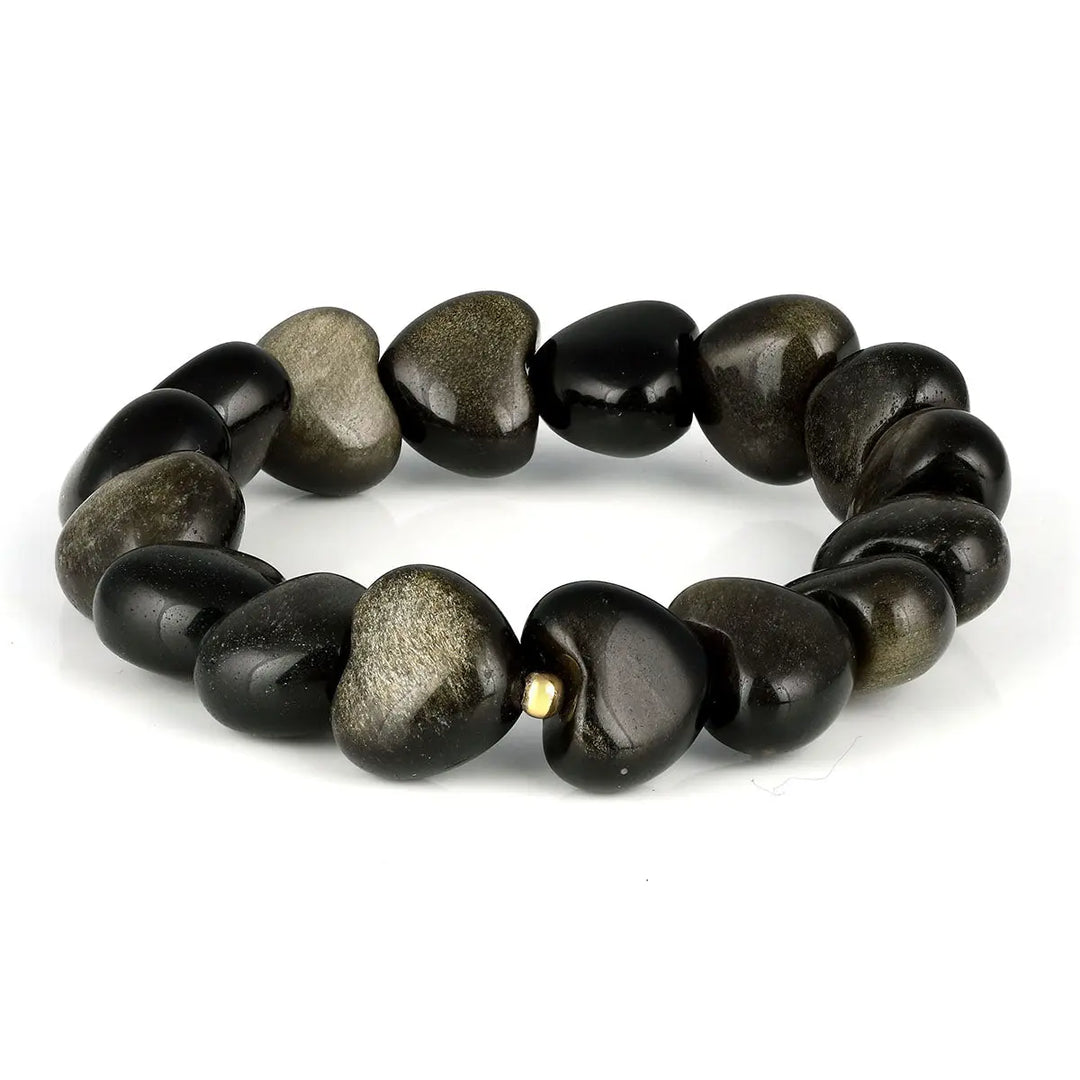 Golden Obsidian Beads Stretchable Bracelet