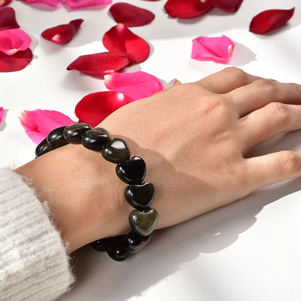 Golden Obsidian Beads Stretchable Bracelet