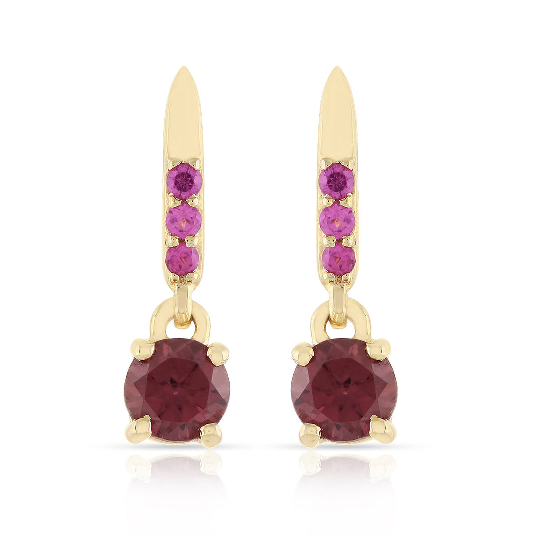 Pink Zircon and Rhodolite Garnet Silver Drop Earrings